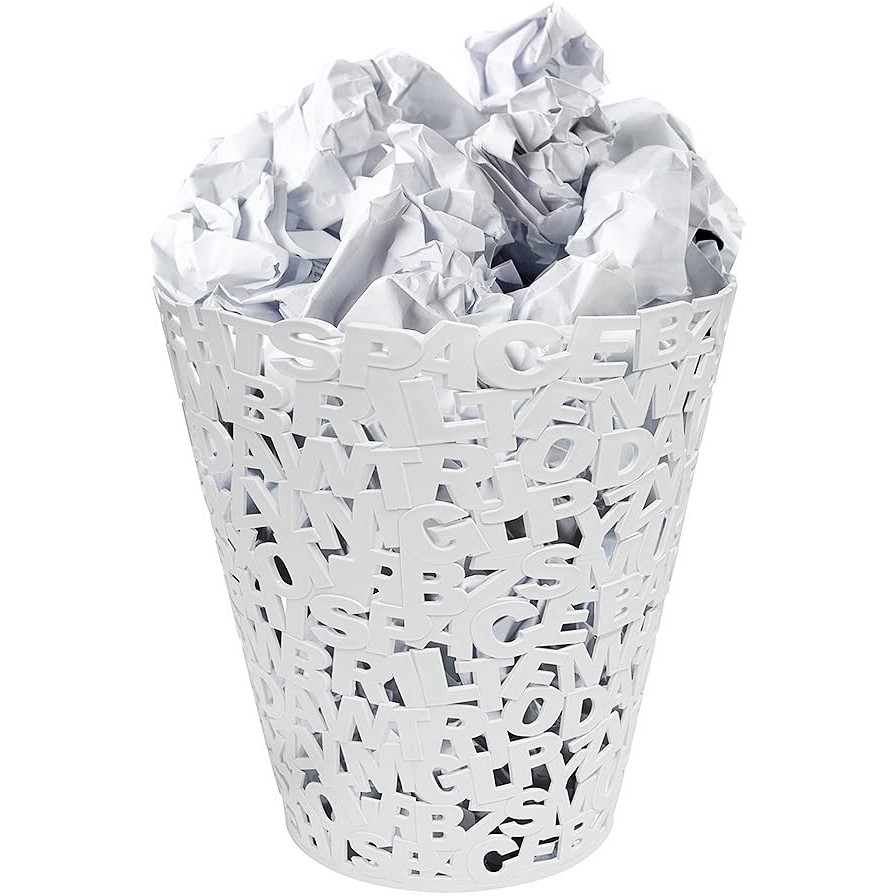 Balvi Poubelle en papier Lettre plastique blanc Balvi